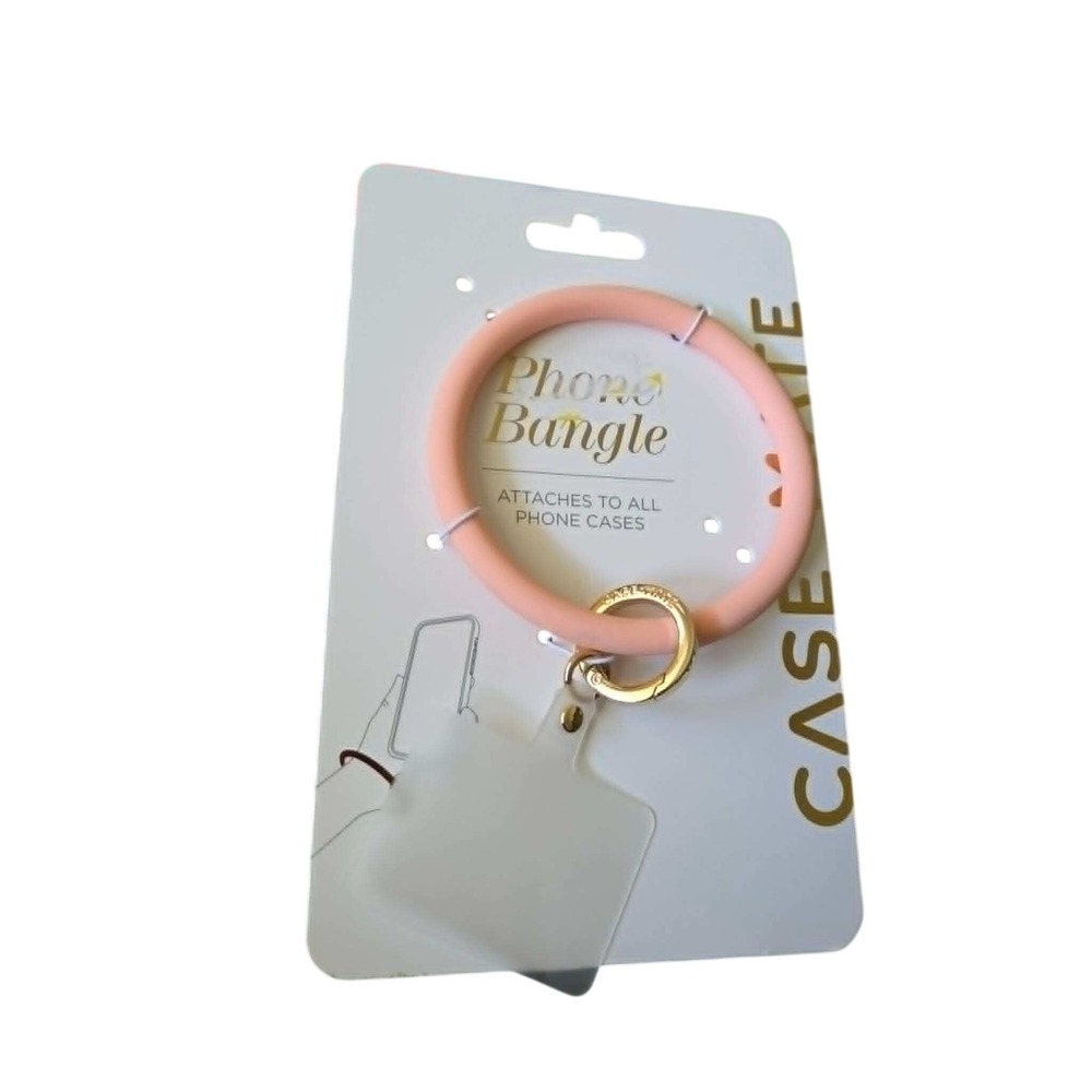 Casemate Phone Bangle Silicone Wristlet Strap Peach Pink Gold Hardware Universal